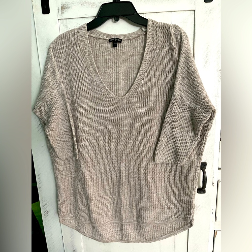 EXPRESS V-neck sweater, gray, oversized